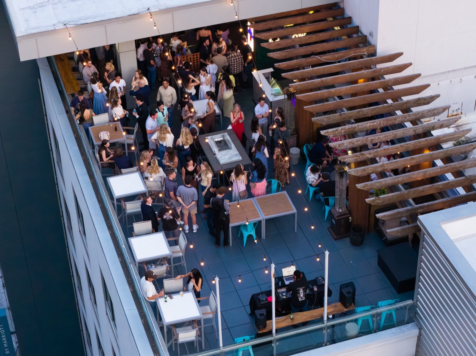 The rooftop crowd at the Vesper Club launch party